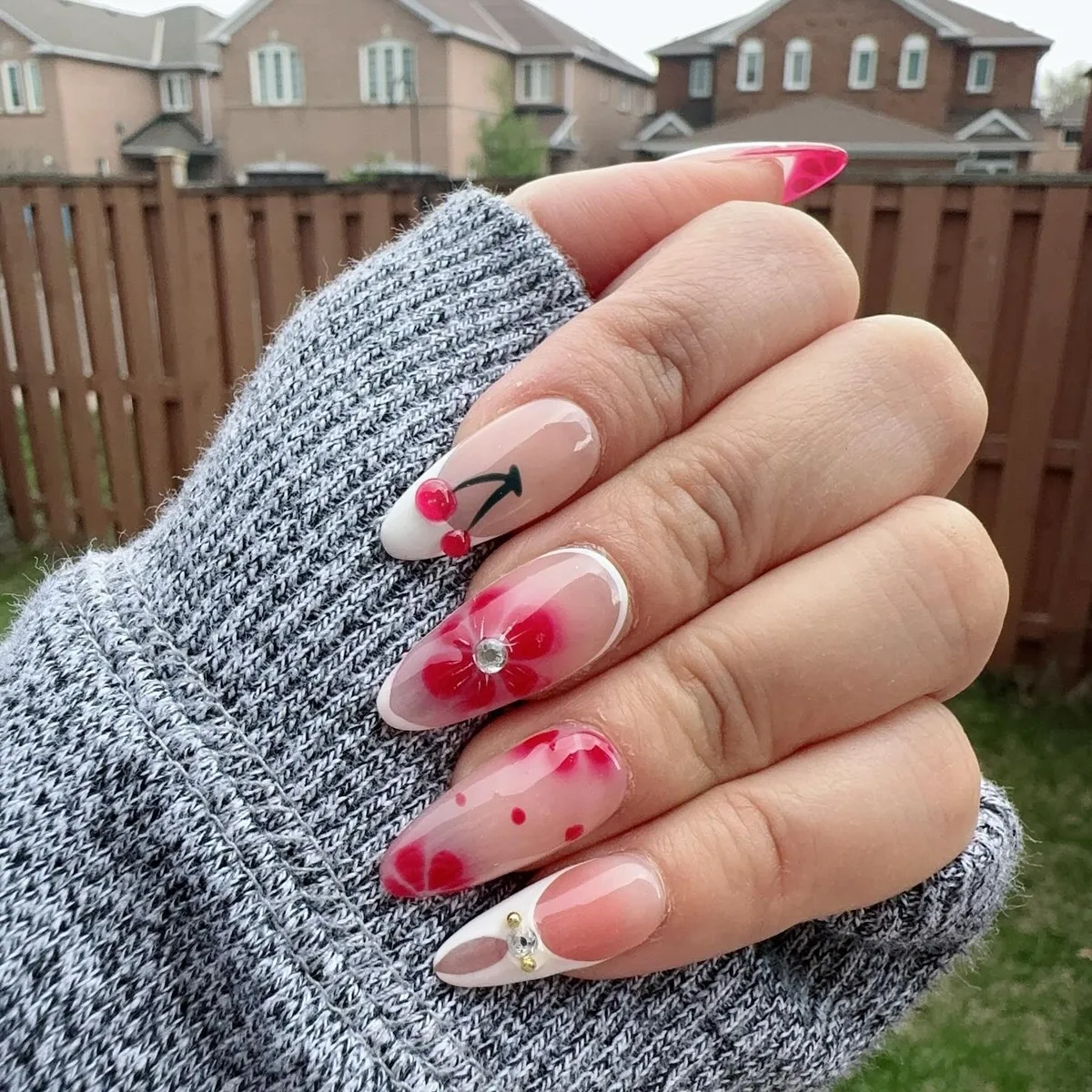 Red graphic nail art